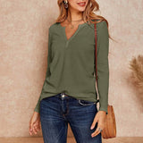 V-Neck Waffle Knit Henley Top
