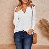 V-Neck Waffle Knit Henley Top