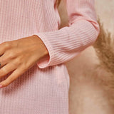 V-Neck Waffle Knit Henley Top