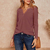 V-Neck Waffle Knit Henley Top