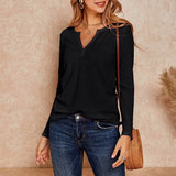 V-Neck Waffle Knit Henley Top
