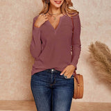 V-Neck Waffle Knit Henley Top