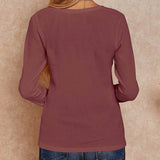 V-Neck Waffle Knit Henley Top