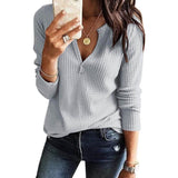 V-Neck Waffle Knit Henley Top