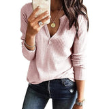 V-Neck Waffle Knit Henley Top