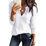 V-Neck Waffle Knit Henley Top