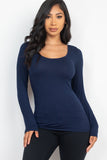 Scoop Neck Solid Long Sleeve Cozy Top