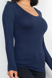 Scoop Neck Solid Long Sleeve Cozy Top