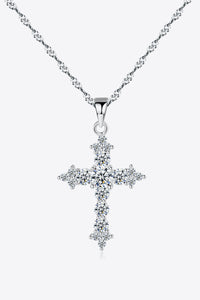 Zircon Cross Pendant 925 Sterling Silver Necklace