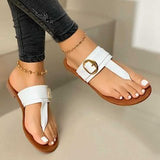 Summer Casual Flat Thong Metal Buckle Flat Slippers